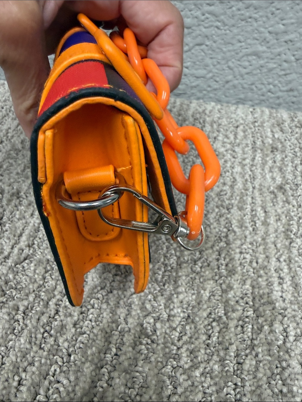 Source Unknown Orange Multicolor Mini Crossbody with Chunky Chain - Picture 7 of 11